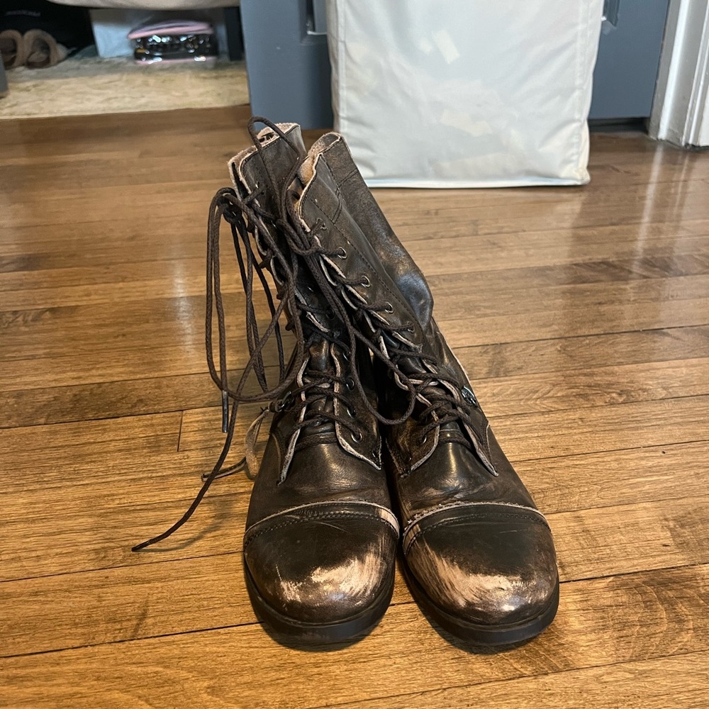 Aldo Brown Leather Combat Boots